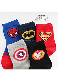 Tất trẻ em 2 - 6 tuổi cổ cao cho trai bé gái hình siêu nhân batman siêu anh hùng chất cotton thoáng mềm cá tính TA14