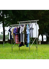 GIÁ PHƠI ĐỒ 2 NHÁNH DUY LỢI INOX - TẶNG 10 MÓC ÁO KÉP NHỰA CAO CẤP DUY LỢI