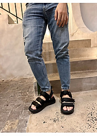 Giày Sandal Nam Nữ Unisex The BiLy Quai Ngang Dây Dù Đế IP Siêu Êm Nhẹ Màu Đen-BL08