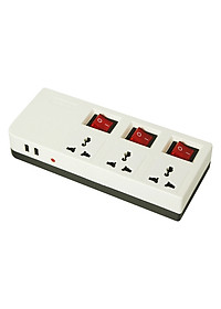 Ổ Cắm Dài 3 Lỗ Kèm Cổng USB Dobo Electric Korea (16A - 3m) - Trắng