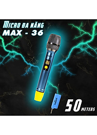 Bộ 2 Micro không dây đa năng Max 56 và Max 36 - Nâng cấp từ Max 39 - Hút âm tốt, Hạn chế hú rít - Sạc pin ngay trên mic - Pin sạc dung lượng cao - Màn hình LCD hiển thị tần số - Phù hợp mọi thiết bị - Micro karaoke - Hàng chính hãng