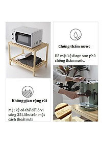 Kệ Để Lò Vi Sóng 2 Tầng Morning House Dài 60cm x Cao 46cm- Gỗ Cao Su Chắc Chắn Chịu Lực 30kg