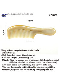 Lược sừng xuất Nhật (Size: L - 18cm) COH137 - Lược chuôi trơn tru đơn giản tiện ích - Chăm sóc tóc