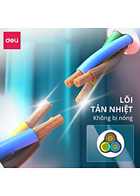 Ổ Cắm Điện Đa Năng Kèm Cổng USB Có Công Tắc Tải 2500W Nắp Chống Giật Chống Cháy Chất Lượng Cao Deli - Dây 2M/3M/5M - ET401 411