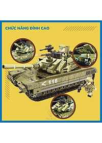 Đồ chơi lắp ráp sáng tạo xe tăng chủ lực Merkava MK-4, 475 chi tiết nhiều kiểu chơi vui nhộn cho bé