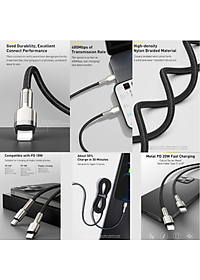 Cáp sạc Baseus Cafule series Metal data cable- CATLJK nhanh Type C to Light-ning 20W  Hàng chính hãng