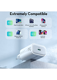 Adapter Củ Sạc Nhanh Đến 25W Type C PPS PD 3.0 QC 3.0 RAVPower RP-PC156 Dành Cho Điện Thoại Samsung, iPhone, iPad - Hàng Chính Hãng