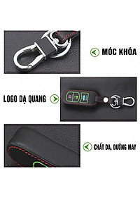 Cho xe Mazda, bao da chìa khóa 3 nút dạ quang kiêm móc khóa chất liệu da, Inox MIHOCO Mazda 3N/ Hành chính hãng