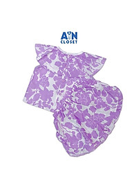 Bộ quần áo ngắn bé gái họa tiết Hoa Lan tím tơ - AICDBGRIGEUS - AIN Closet