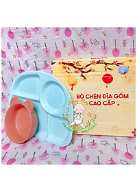 Khay Ăn Dặm Bát Ăn Dặm Bằng Gốm Sứ Cao Cấp An Toàn Cho Bé - Set Khay ăn Dặm Chén Ăn Dặm Chia Ngăn Cho Trẻ Giá Cực Rẻ