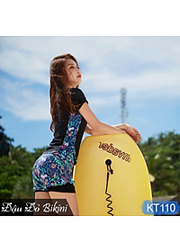 Đồ bơi bigsize nữ, áo tắm cộc tay cùng quần boxer cho người béo mập, mẫu thể thao khỏe khoắn, chất đẹp phom đẹp | KT110