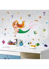 [ Size Lớn ] Decal dán tường kết hợp Nàng tiên cá và những người bạn LC7082+XL7159