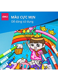 Hộp Bút Màu Tô Vẽ Tranh Cho Bé Đầy Đủ Các Dạng Màu Deli - Kèm Sticker Khay Pha Màu Tẩy Bút Chì Gọt Bút Đi Nét Tranh Tô Màu - Quà Tặng Cho Bé 