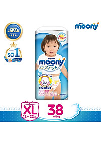 [Mã mới] Tã quần cao cấp Moony dành cho bé gái XL38