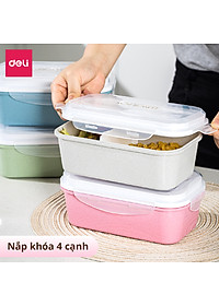 Hộp Cơm Trưa Văn Phòng Lúa Mạch Deli - 2 Ngăn Linh Hoạt Có Thể Sử Dụng Trong Lò Vi Sóng Chống Tràn An Toàn, Hộp Đựng Cơm Tặng Kèm Thìa Dĩa