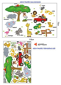 Decal dán tường Vườn thú tiếng anh AmyShop DB061 (75 x 118cm)