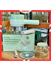 Máy xay mini cầm tay 3 trong 1 (máy xay nghiền tỏi ớt, rau củ, sinh tố;, máy nạo gọt hoa quả; máy cắt sợi, thái lát đồ ăn) dễ dàng vệ sinh