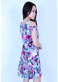 Váy đầm lanh (tole) Vicci TVN004.12 vải xước họa  tiết hoa hoa nền tím 