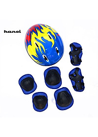 Set 7 phụ kiện trượt ván/đi xe đạp cho bé gồm mũ bảo hiểm + miếng lót bảo vệ đầu gối + khuỷu tay + cổ tay