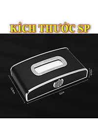 Hộp đựng khăn giấy ô tô xe hơi chất liệu da cao cấp có đồng hồ và bảng số điện thoại