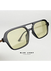 Kính Râm, Kính Mát Nam Nữ GM Dáng Vuông Nhỏ Mắt Vàng Xanh, Ombre Đen Gọng Trong Suốt - BLUE LIGHT