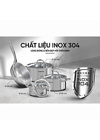 Bộ Nồi Chảo Inox 304 Đáy Liền Sunhouse SHG808