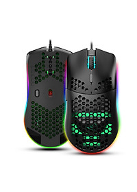 Chuột Quang MACRO HXJS J900 RGB Bề Mặt Lưới Xuyên Thấu Cực Đẹp DPI 6400 - Hàng chính hãng