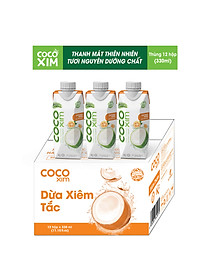 Thùng 12 Hộp Nước Dừa Cocoxim Tắc (330ml x12 Hộp)