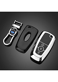 Móc khóa kèm ốp bảo vệ chìa khóa xe Ford Everest, Ranger XLS, Ford Ranger Wildtrak nhựa mềm TPU tráng gương sáng bóng
