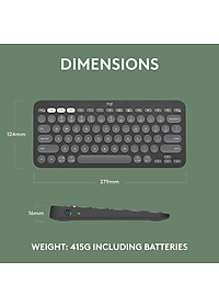 Bàn phím Bluetooth K380S Pebble Keys 2 mỏng, tối giản với các phím có thể tùy chỉnh - hàng chính hãng