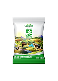 Thùng 48 bịch NutiMilk Sữa tươi 100 điểm - Sữa tươi tiệt trùng Có đường Bịch 220ml TU.STCDB220TI NUTIFOOD