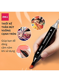 Bút màu marker chuyên nghiệp Deli -kèm túi vải - 30/40/60/80 Màu - 70806