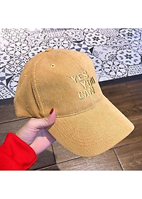 mũ lưỡi trai nhung gân tăm thêu chữ