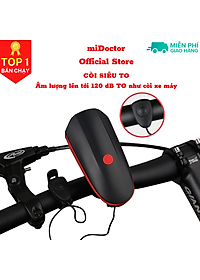 Đèn xe đạp thể thao miDoctor siêu sáng có còi pin sạc usb led T6 chống nước - Đèn còi xe đạp có 3 chế độ sáng còi to - Chính hãng miDoctor