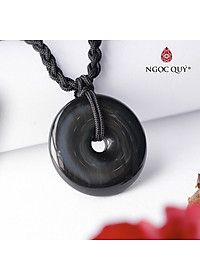 Mặt dây chuyền đồng điếu đá obsidian mệnh thủy, mộc - Ngọc Quý Gemstones