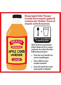 Giấm Táo Hữu Cơ Bragg Organic Apple Cider Vinegar 946ml