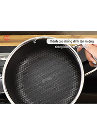 [Hàng chính hãng] Nồi nông inox iMat Blackcube 22cm, Cao 9.8cm, Thể tích 3.2l, Phủ chống dính Daikin-Nhật Bản thế hệ mới