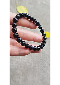 Vòng tay nữ thạch anh tóc đen dầy kín tự nhiên size hạt 8mm màu đen đậm bóng đẹp hợp mệnh thủy mệnh Mộc đeo đẹp may mắn hợp mệnh tuổi tốt sức khỏe công việc ạ