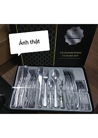 Combo Bộ Dao Dĩa Ăn Bít Tết, Dao Dĩa Phòng Ăn Nhà Bếp Phong Cách Phương Tây Chất Liệu Inox Màu Bạc, Quà Tặng Tân Gia Sang Trọng