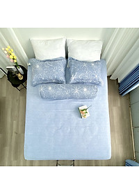 Bộ ga giường  KBedding by Everon KMTP 111 Microtencel Xanh in hoa (4 món)