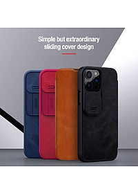 Bao Da Cao Cấp Da Thật Dành cho iPhone 13 Pro Max Chính Hãng Nillkin Qin  Có Ngăn Đựng Thẻ - Hàng Chính Hãng