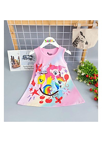 Váy Đầm thun Bé Gái ngựa PONY sát nách vải thun cotton 4 chiều Mềm Mát size nhí đại 1-14 elsa
