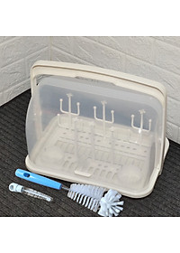 khay.giá úp bình sữa cho bé màu trắng ( tặng cọ ly 2 in 1)