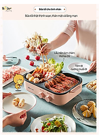 Nồi Lẩu Điện Mini, Nồi Lẩu Nướng Bear DKL-C12D1 Dung Tích 1.2 Lít Công Suất 1200 W - Hàng Nhập Khẩu