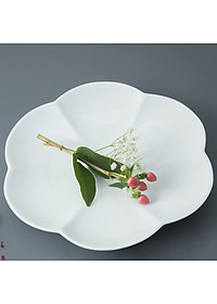 Đĩa hoa đào màu trắng cao cấp Sứ Long Phương