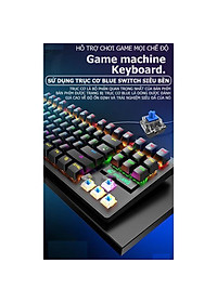 Bàn phím cơ máy tính - Bàn phím cơ gaming Crack K2 PRO, LED RGB 10 chế độ nháy khác nhau dành cho máy tính, laptop