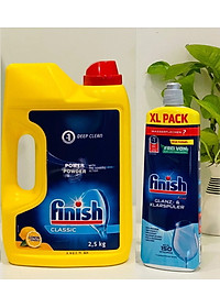Combo nước làm bóng bát finish 800ml + Bột rửa bát finish 2.5kg dùng cho máy rửa bát