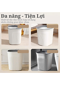 Thùng rác, thùng rác nhựa, chất liệu nhựa PP cao cấp - Chịu lực tốt - Có vòng áp suất cố định túi rác - Thay túi rác dễ dàng - Màu trắng - Nhỏ - Vừa - Lớn