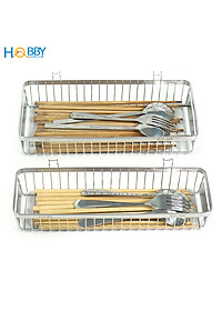 Khay đựng đũa muỗng có 2 móc treo inox 304 Hobby Home Decor KM