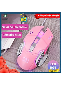 Chuột Chơi Game Hồng Pink X500 Limited XSmart Bản Đặc Biệt, Led Đổi Màu Cực Đẹp, Thiết Kế Gaming Cho Máy Tính, PC, Laptop – Hàng Chính Hãng